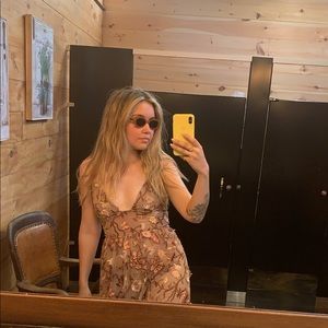 Botanic Midi Dress Nude Floral For Love & Lemons